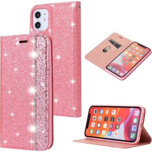 For Iphone 11Pro XS Max XR X 8 7 6 6S Plus SE Bling Diamond Magnetic Flip Wallet Card Slot Splicing Glitter Leather Case Cover