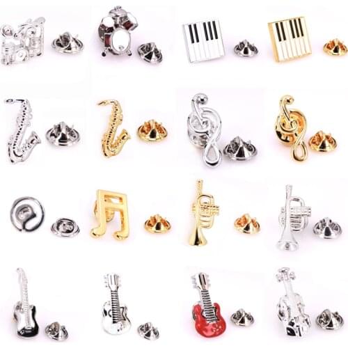 High quality Brooch for men guitar sax Piano drum lapel pin Successful mens music brooches accessories jewelry wholesale