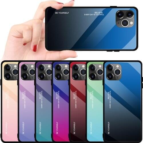 For Apple iphone 11 Case Hard Tempered Glass Gradient protective Back Cover case For iphone 11 Pro Max iphone11 11pro shell