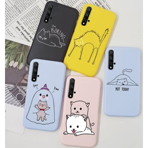 Line Cat Case For Huawei Nova 5T Honor 20 Pro Lite 10 10i 20S Honor 9A 9C 9S 9X Pro Cover Silicone TPU For Honor 10Lite Case Bag