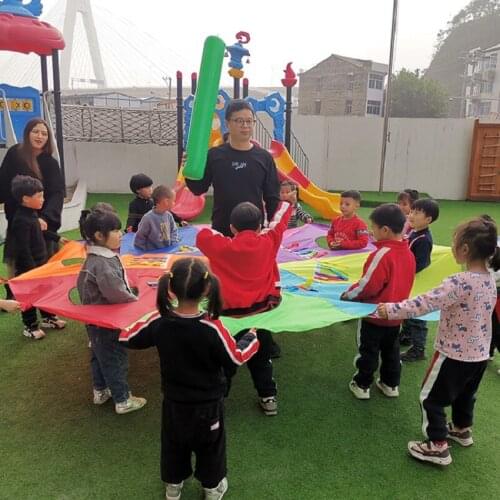 Kindergarten Outdoor Hamster Entertainment Sports Children Rainbow Umbrella Parachute Toy Parent-child Activities Fun Game Props