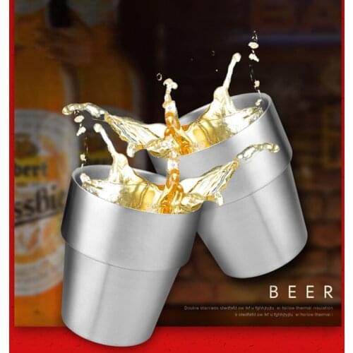 Stainless Steel Coffee Cup Double-deck Anti-scalding Teacup Beer Mug Wine Glass Insulated Milk Coffee Mugs Drinking Utensils