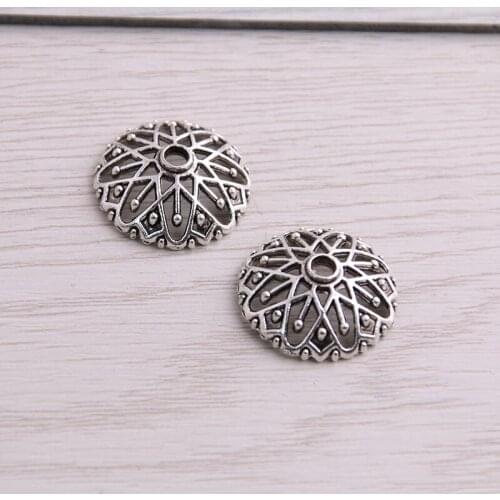 SWEET BELL 30pcs 7*20*20mm Antique Receptacle Hollow Flower DIY Spaced Jewelry Accessories Charms For Jewelry Making
