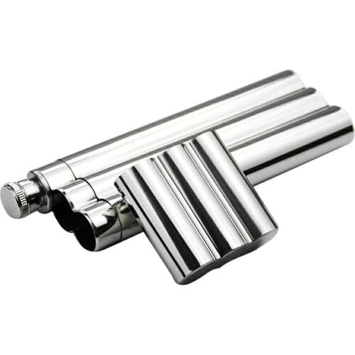 Multi-purpose Portable Travel Hipflask Cigar Moisturizer Box Three-tube 304 Stainless Steel Cigar Tube Wine Pot Cigarette Fiting