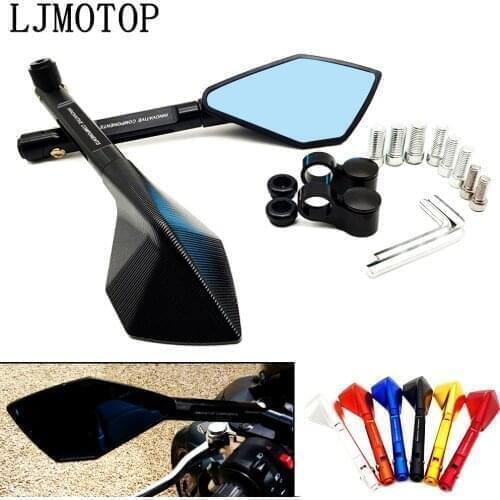 Motorcycle Mirror CNC Aluminum Motorbike Handlebar Rearview Mirrors Blue For Kawasaki z1000 sx gtr 1400 zx 6r 10r zx10 r zzr 600
