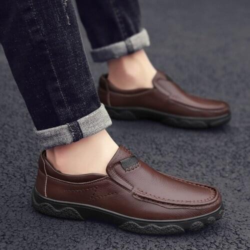 Mens Causal Shoes Mens Casual Shoes Slip On Mens Wear Men Black Loafers Fashion Sneaker For Male Shoe Leather Flat Brand