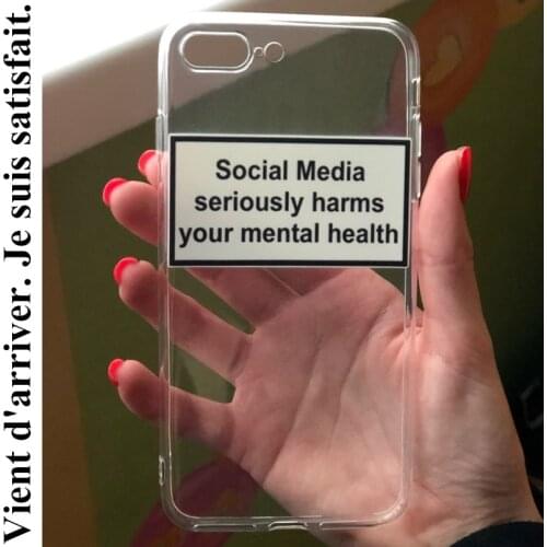 Social media seriously harms your mental health soft Silicone phone case for iPhone XR XS Max 6 7 8 6s plus 5 5s se plus 11 pro