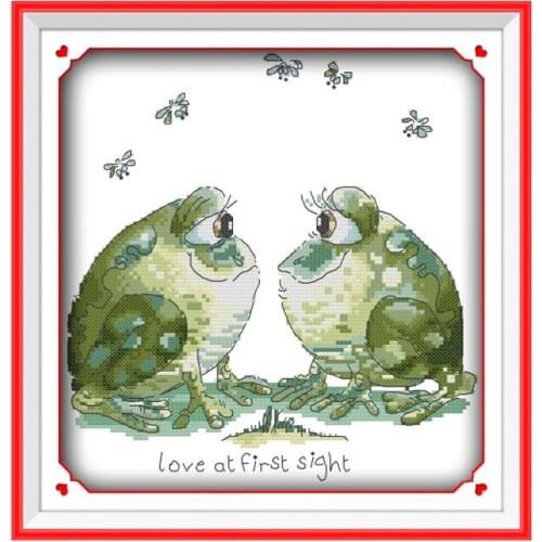 Frog cross stitch kit cartoon 11ct count canvas stitches embroidery DIY handmade needlework plus