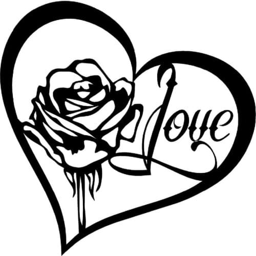 15.5X15.5CM ROSE HEART LOVE Vinyl Decal Sticker Car Window Car-styling Accessories S8-0197