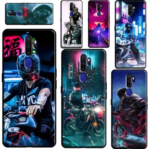 Neon Motorcycle Biker Case For OPPO A15 A83 A91 A93 A52 A72 A31 A53 A5 A9 2020 A1K A3S A5S F5 F7 Find X2 X3 Pro