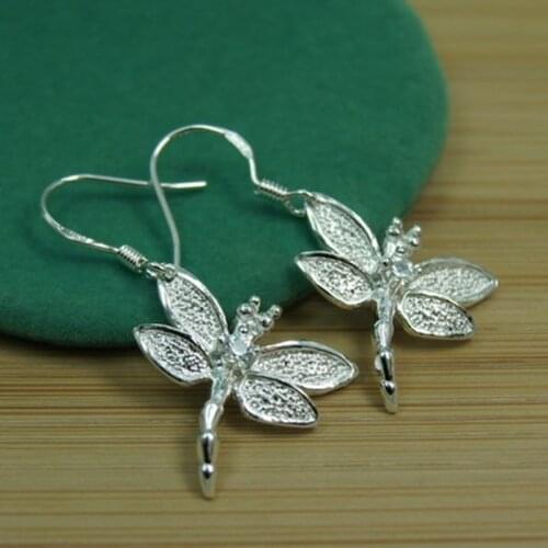 Wholesale New Fashion 925 Sterling Silver Dragonfly Shape Earrings For Women elegant Wedding Charm Jewelry