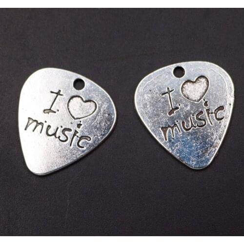 WKOUD 8pcs Silver Color I Love Music Charm Alloy Pendant Fashion Necklace Bracelet DIY Metal Jewelry Handmade A1516