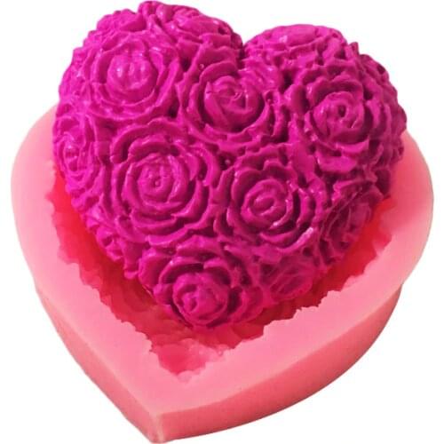Lovely Heart Rose Flower Silicone Soap Mold DIY Fondant Cake Form Soap Making Supplies 3d Handmade Decorating Mould Tools