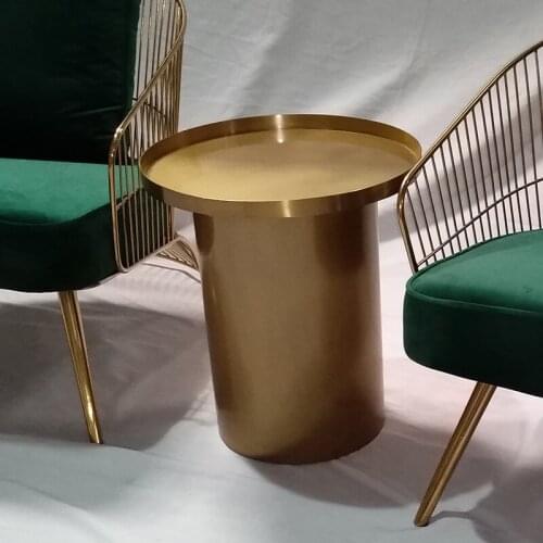 Simple Modern Luxury Stainless Steel Metal Small Table Living Room Movable Sofa Small Tea Table Bedside round Corner Table