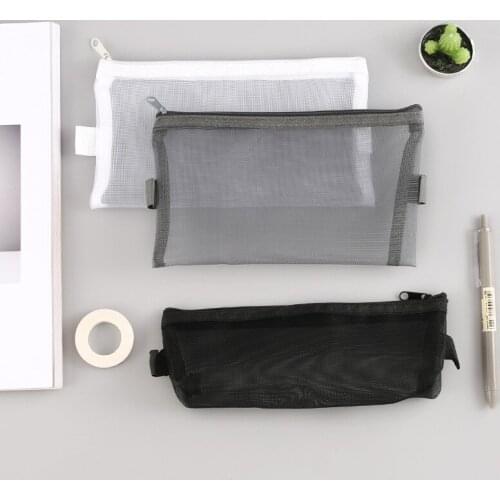 1pc Simple Grid Pencil Bags Big/Small Size Student Office Transparent File Bill Bags School Office Supplies