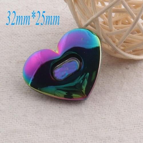 Rainbow Purse Lock,Heart Shape Twist Closure Lock,Purse Twist Lock,Turn Lock,DIY Purse,Purse Closure 1 1/4"(32MM)