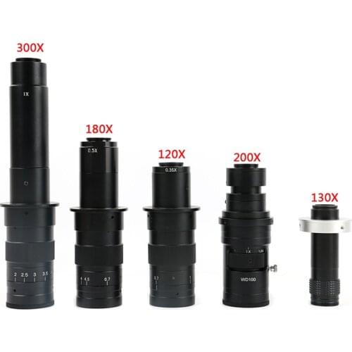 0.7X~4.5X Magnification Adjustable180X 120X 300X 200X 130X Zoom C-mount Lens For HDMI USB Industry Video Microscope Camera