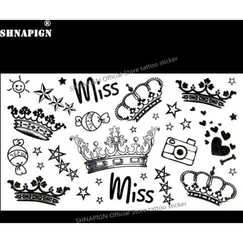 SHNAPIGN Imperial Queen Crown Temporary Tattoo Body Art Arm Flash Tattoo Stickers 17*10cm Waterproof Fake Henna Painless Sticker