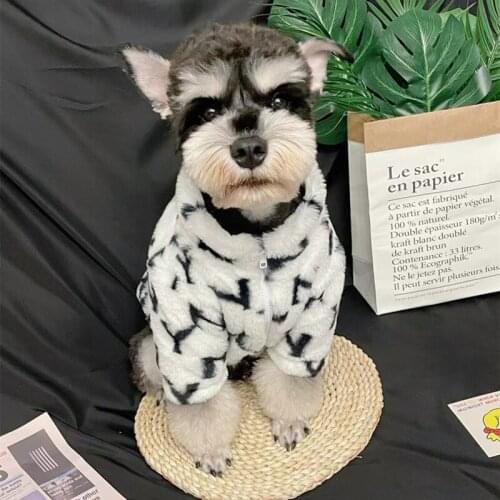 Warm Fleece Pet Clothes Letters Print Coat Small Medium Dog Cat Shirt Jacket Teddy French Bulldog Chihuahua Winter Outfit B1360