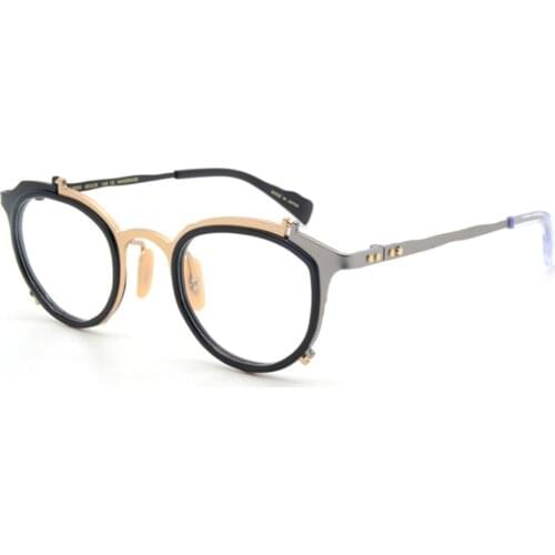 Japanese Designer Vintage Eyeglasses Frame three-color Stitching Temple Titanium Frame for Men and Women