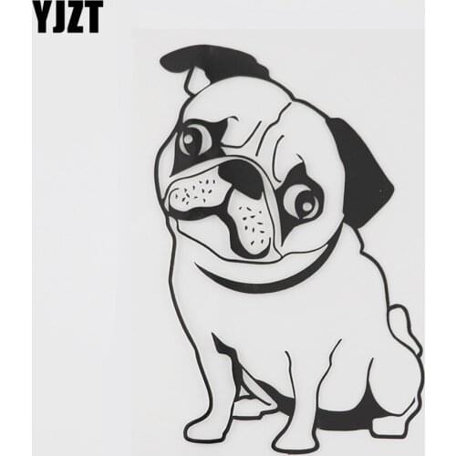 YJZT 9.2CMX13.7CM Puppy Pug Dog Pet Animal Decal Vinyl Car Sticker Black/Silver 8A-0536