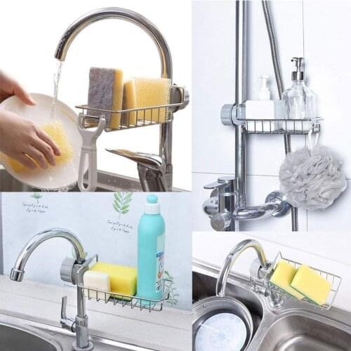 Iron Wire Faucet Clip Sink Dishcloth Towel Drain Shelf Hanging Storage Rack Kitchen Sponge Holder Draining Rack