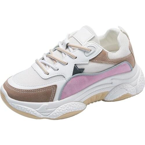 2019 New Casual Womens Sneakers Lace Up Platform Shoes Mixed Colors For Thick Soled Vulcanize Shoes Comfortable Footwear R2-05