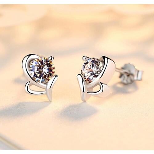 S925 Sterling Silver Earring for Women Silver Diamond Butterfly Earrings Fine Jewelry Gift Stud Earring Female boucle d'oreille