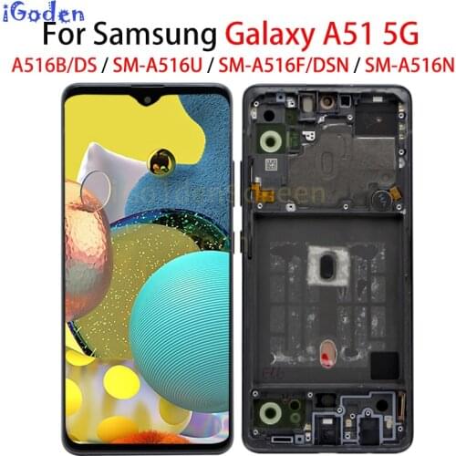 6.5" OLED For Samsung Galaxy A51 5G LCD Display With frame Touch Panel Screen Digitizer Assembly For Samsung A516 A516B A516N