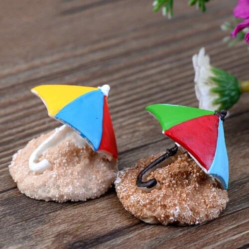 ZOCDOU 1 Piece Hot Summer Cartoon Cute Red Beach Umbrella Parasol Ornament Small Statue Little Figurine Crafts Home Decoration