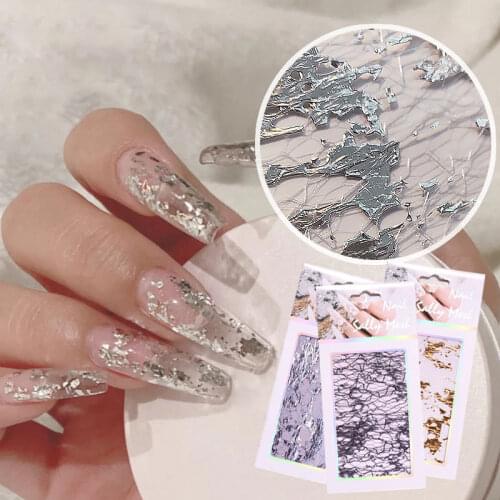 1pc Gold and Silver Foil 3D Mesh Nail Stickers Glitter Line Nail Art Decal Wraps Waterproof DIY Net Yarn Nail Art Decoration