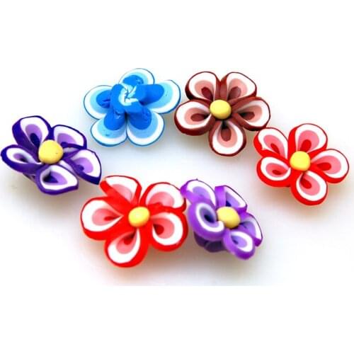 Miasol 100PCS Pure Handmade 20 MM Polymer Clay Flower Assorted Color Charms Beads For Diy Jewelry Makings Accessories