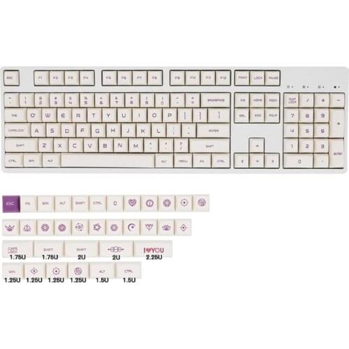 137 Keys/set XDA Profile Violet on Cream Theme Keycap For Mechanical Keyboard PBT Dye Sublimation Key Caps