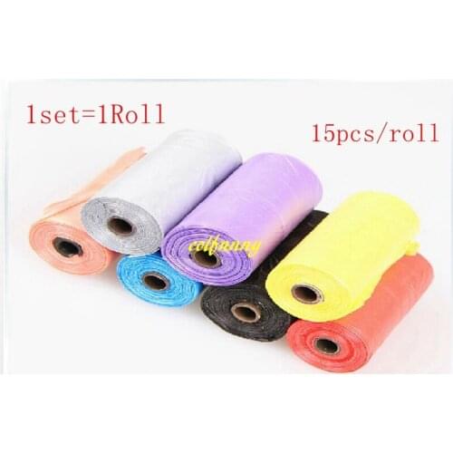 1500sets/lot=22500pcs Pure color 15pcs/set Pet Dog Waste Poop Bag Doggy Bag Shit picking bags random color