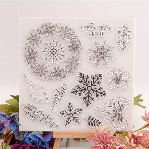 2021 Cling Stamp of Snowflake Flower Letters Bow Leaves Branches Scrapbook Paper DIY Card Soft Seal Transparent Painting Ink