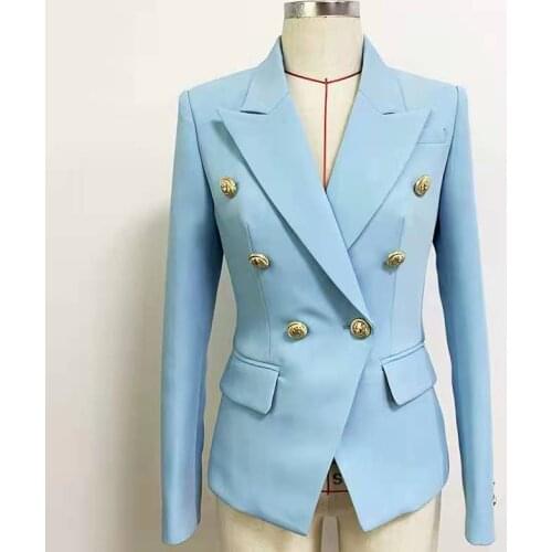 2021 New Fashion Women Designer Blue Long Sleeve Sexy Botton Party Jacket Blazer