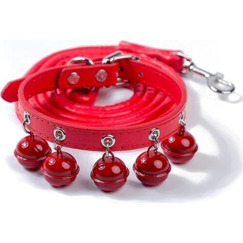 25PCS / LOT Hot Style Cute Solid Color Bell Collar Cat Accessory Teddy Pet Collar Traction Rope Suit