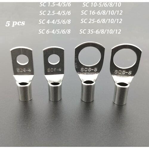 5PCS/lot SC Type Spy Port Terminal End Copper Wire Cold-pressed Terminal Copper Connector