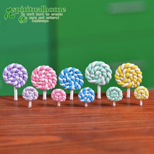 5pcs Rainbow Colorful Spiral Lollipop Miniature Doll Lollipop Pretend Play Food for Home Decor Doll Accessories Kitchen toys
