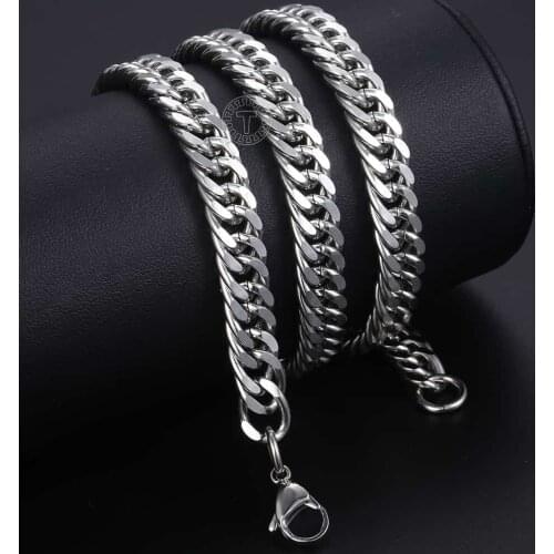 9mm Mens Womens Necklace Silver Color Combo Stainless Steel Link Chain Jewelry Gifts LKN176