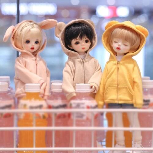 BJD 1/6 baby coat Rabbit bear hoodie cardigan 1/6 Yosd doll clothes Doll accessories