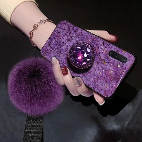 Epoxy Gold Foil Gem Phone Case For Huawei Honor Y7 Pro Y9 Prime P Smart Z 2019 Y6 Y5 2018 8X 9X With Ring Holder Lanyard Cover