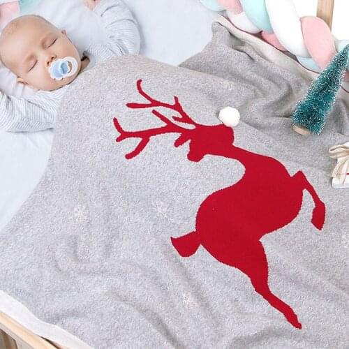 Baby Blankets Newborn Stroller Bedding Covers Cotton Quilts Swaddling Wrap Christmas Deer Knitted Infant Kids Children Blanket