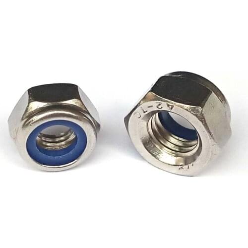 DIN985 M2 M2.5 M3 M4 M5 M6 M8 M10 M12 304 Stainless Steel Nylon Self-locking Hex Nuts Locknut Slip Lock Nut