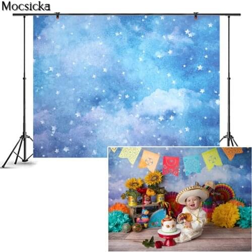 Light Blue Sky Newborn Baby Kids Background for Photography Childrens First Birthday Photographic Backdrops For Photo Studio