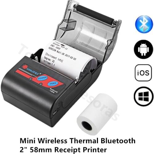 GOOJPRT Mini Portable 58mm Thermal Receipt Printer Small Bluetooth Thermal Text Printer for Mobile Phone Android / iOS Stores