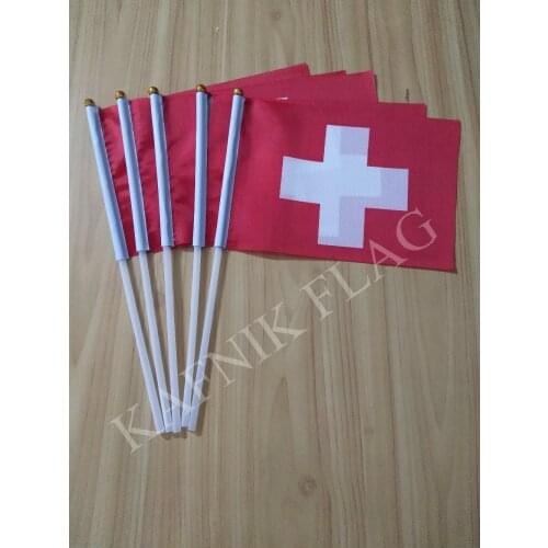 KAFNIK ,5pcs Small Switzerland Hand Waving National Flag 14*21cm #8 Polyester Swiss Flag,free shipping