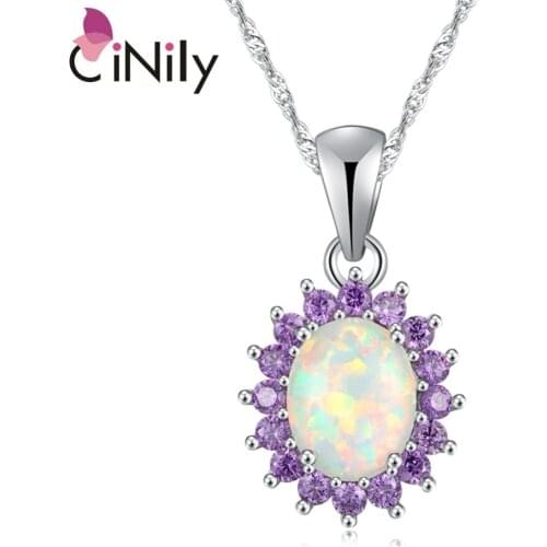 CiNily Oval Shape Opal Pendant Silver Plated Mystery Stone Fashion Jewelry Pendant for Women Jewelry Pendants Gift Wholesale
