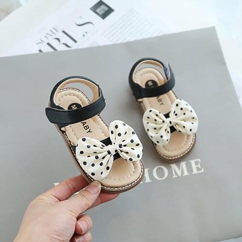Summer Toddler Infant Kids Baby Girls Dot Printed Leather Bow Beach Shoes Breathable Soft Bottom Sandals Princess Party Shoes#g4