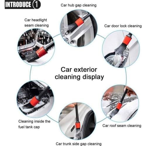 9Pieces Car Detailing Brush Kit Vehicle Automobile Interior for Air Vents Wheel Engine Clean Brush Cleaning